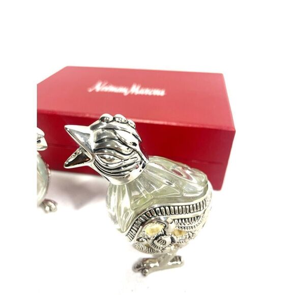 Vintage Godinger Silver Crystal Salt & Pepper Shakers Chicks Neiman Marcus Rare - Picture 7 of 8